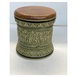 Antique German Tobacco jar with wooden lid