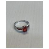 Ring Size 9 1/4 ruby like stone marked .925