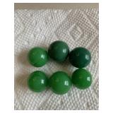6 Dark Jade-colored Marbles 1/2" - 5/8"