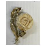 LISNER CARVED ROSE BROOCH