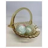 Glass Basket with alabaster eggs