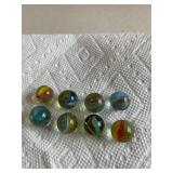 8 Variety -colored Cats-Eyed Marbles 1/2"