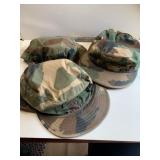 3 Camo Hats size 1- 7 1/4, 2- 7 1/8 with side flap
