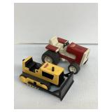TWO TONKA TOYS-TRACTOR MINI BULLDOZER