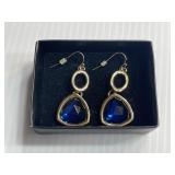 Avon Set of Blue Stone Dangle Earrings *New*