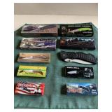 10 Different-sized Pocket Knives 9 in box