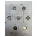 7 Different Date or Mint Mark Mercury Dimes Silver