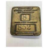 Crucible Steel Co. Midland Works Employee Badge