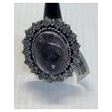 Ring Size 9 German Silver-Amethyst?