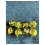 8 Yellow Clear Cats eye Marbles 5/8"