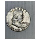 1954 D  Franklin Silver Half Dollar