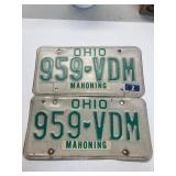 2-1991 Ohio Mahoning Licenses Match Set
