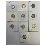 10 Different Date/Mint Marks Roosevelt Silver Dime