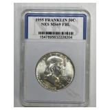 1955 Franklin Half Dollar Slabbed MS 69