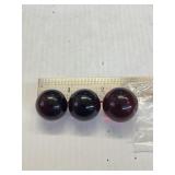 3 Ruby red glass marbles 7/8"