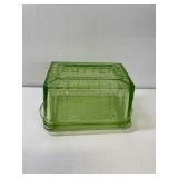 Uranium Glass Butter Dish with lid