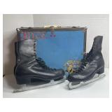 Vintage 1950s Ice Skates In Box With Local Sticker