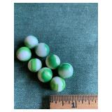 8 Green White Marbles 5/8" swirled