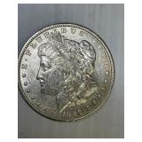 1896 AU + Morgan Silver Dollar