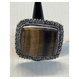 Ring Size 9 German Silver-Tiger Eye?