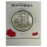 1943 MS 63 Liberty Walker 50cent High Grade