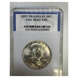 1955 Franklin Half Dollar Slabbed MS 69
