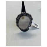 Ring Size 7 German Silver-Mother of Pearl ?