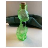 Vintage Green Cat Glass bottle w/painted black bow