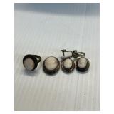800 silver Cameo Set Ring, Charm, Earrings