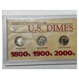 3-Dimes 1898 Barber, 1942 Mercury 2002 Roosevelt