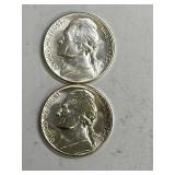 1942 S & 1945 S BU War Nickels 35% Silver