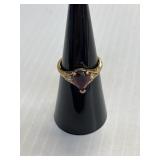Amethyst style pear shape stone ring