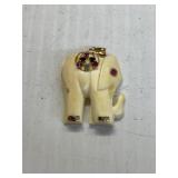 14K Carved Elephant w/ruby Eye Pendant