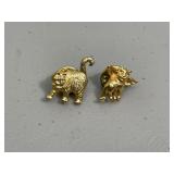 Set of 2 Vintage Golden Cat Pins