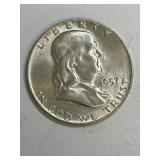 1957 D Franklin Silver Half Dollar