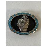 Belt Buckle Turquoise Revolver