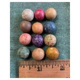 12 Clay Marbles 1/2" - 5/8"