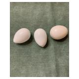 3 Vintage White Milk Glass Nesting Eggs 2 1/2" ea.