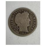 1913 Barber Silver Dime
