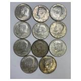 11 40% Silver Kennedy Half Dollars