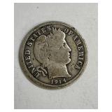1914 Barber Silver Dime