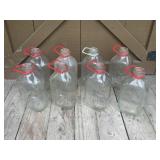 Lot of 8 Vintage Glass Milk Bottles