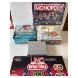 Board Games incl Black Panther Monopoly uno wild