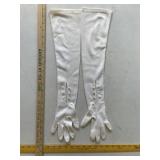 Long White Gloves with Buttons