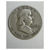 1952 S Franklin Silver Half Dollar