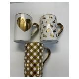 3-10 Strawberry Street Coffee Mugs Gold Trim