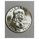 1955 BU Prooflike Key Date Franklin Silver Half Do