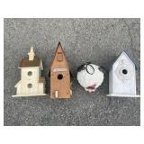 Lot of 4 Wooden Bird Houses
