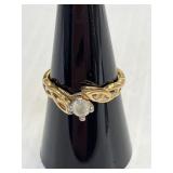 Weave style ring 18k G.F. w/cz stone