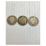 3-1907 Silver Barber Dimes